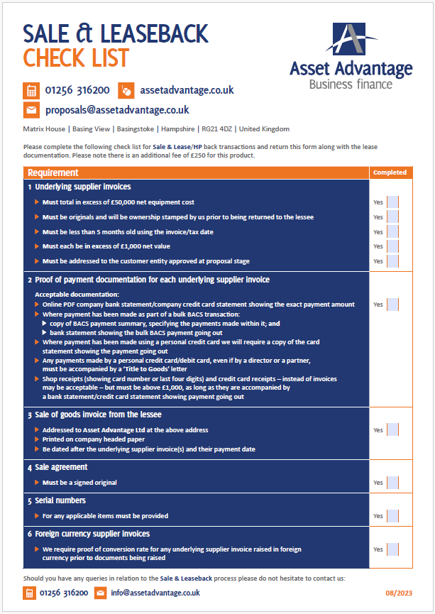 Documentation & Guidance Notes - Asset Advantage